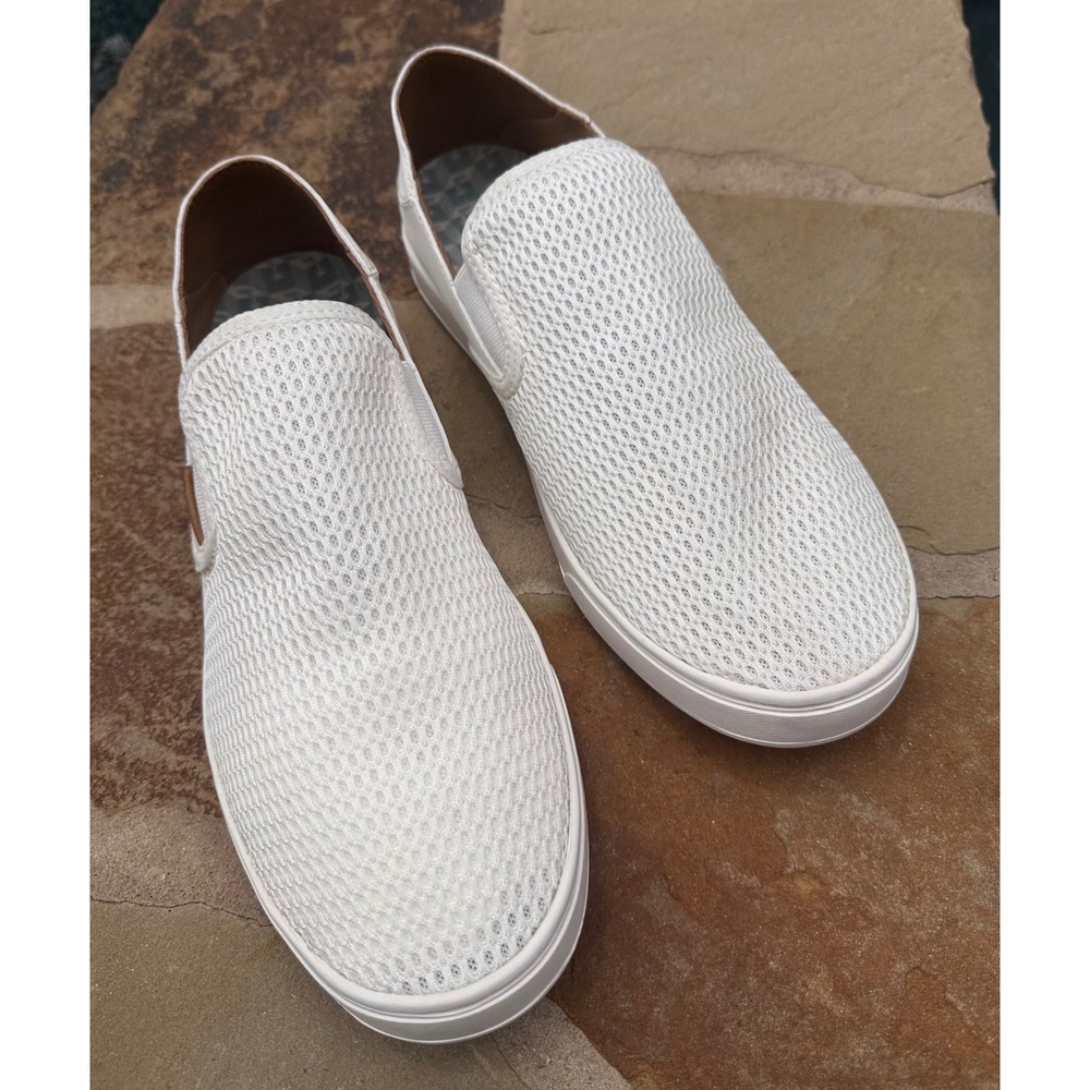OluKai Pehuea Women's 11 White Mesh Slip On Sneakers Casual Comfort Shoes